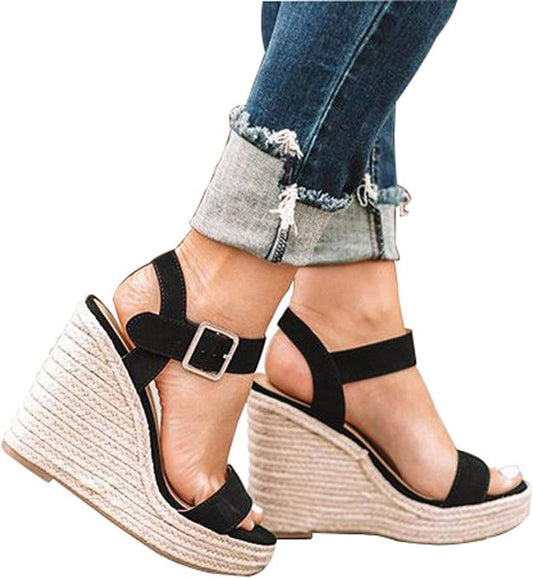Slip on Wedge Platform Sandals Casual Summer Beach Sandals Shoes Wedge Sandals for Women